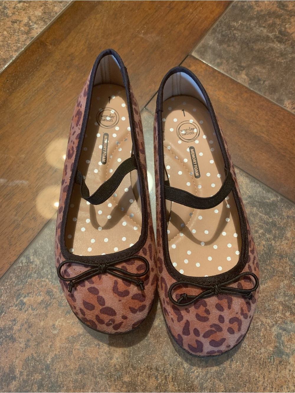 Girls’ Cheetah Print Mary Jane Slip on shoe size 1
